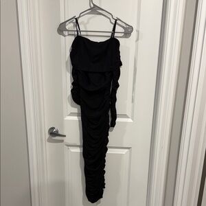 Windsor Black Strapless Ruched Dress